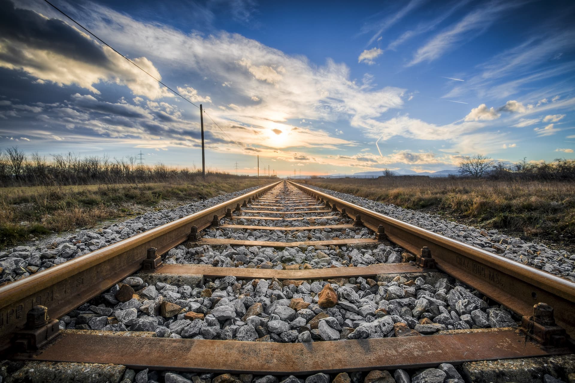 Railway road during sunset