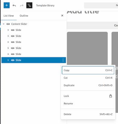 Content slider block - adding a slide