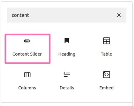 content slider block