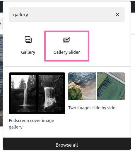 Gallery slider block