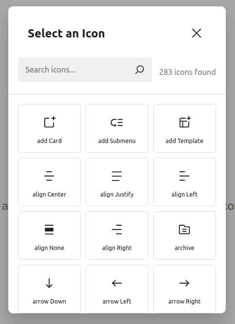 icons block list of icons